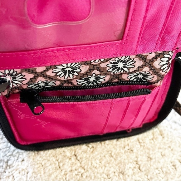 Vera Bradley Wristlet Wallet Mocha Rouge Organizer Key Chain Travel ID Holder - Picture 4 of 9